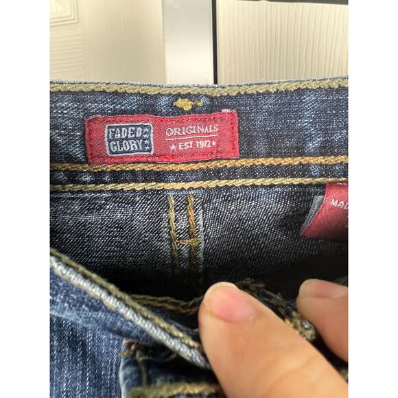 Vtg Faded Glory Shorts Womens 18 Y2K High Waist Denim Blue Jean Long 7" Inseam - Picture 2 of 6